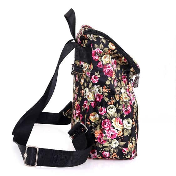 Elegant Rose Flower Design Black Woman Backpack