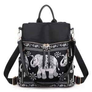 Elegant Trendy Elephant Art Black Lady Backpack