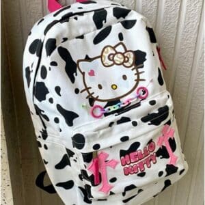Kawaii Hello Kitty Cow Print Girly Backpack