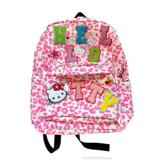 Kawaii Hello Kitty Leopard Pattern Girly Backpack