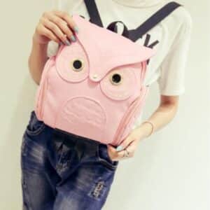 Kawaii Owl Bird Design Light Pink Teen Backpack