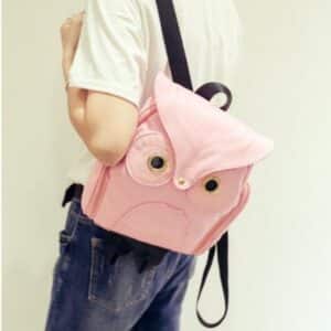 Kawaii Owl Bird Design Light Pink Teen Backpack