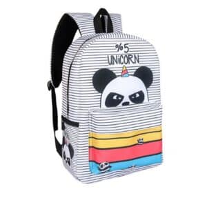 Kawaii Panda 5% Unicorn Stripe White Backpack