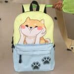 Kawaii Shiba Inu Dog Fluffy Cheeks Yellow Backpack