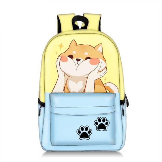 Kawaii Shiba Inu Dog Fluffy Cheeks Yellow Backpack