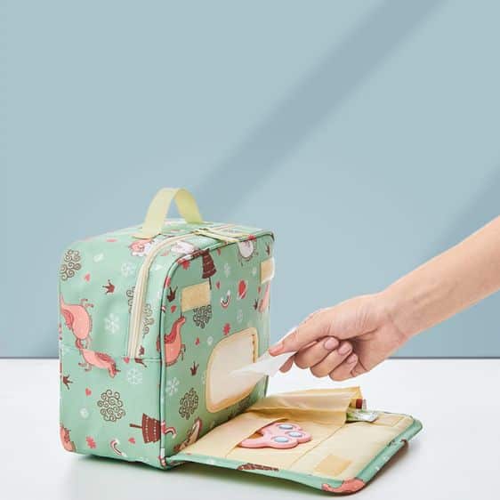 Kawaii Unicorn Rainbow Design Green Diaper Bag