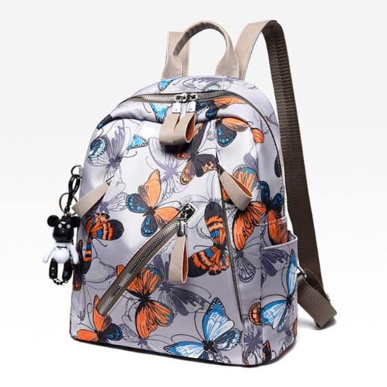 Lovely Butterflies Pattern Gray Woman Backpack