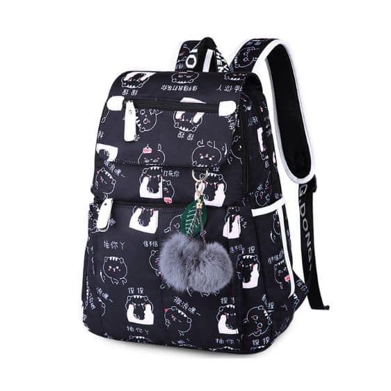 Lovely Cat Silhouette Graffiti Black Backpack