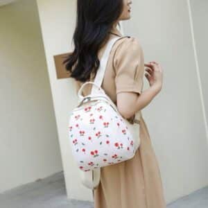 Lovely Cherry Fruit Design White Lady Backpack