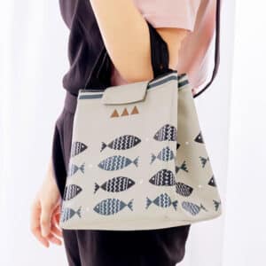 Lovely Fish Pattern Light Gray Thermal Lunch Pail