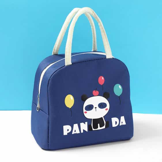 Lovely Party Panda And Ballons Blue Lunch Bag