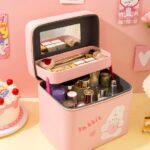 Lovely Pink Rabbit Compartment Makeup Organizer Bag