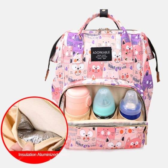Adorable Cartoon Cat Doodle Art Pink Baby Backpack