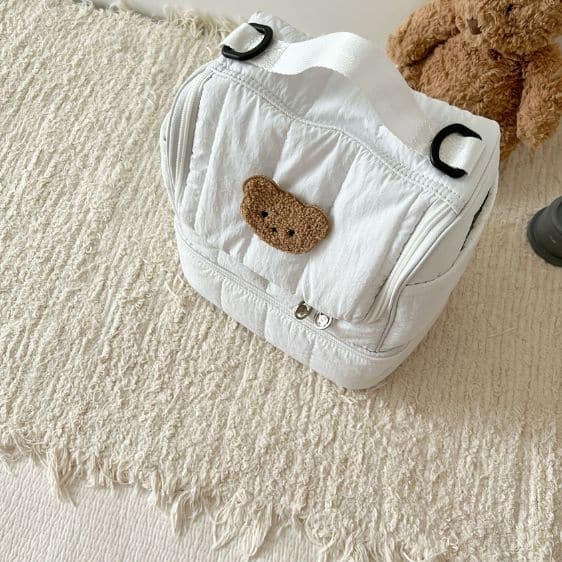 Charming Bear Head Icon White Baby Backpack