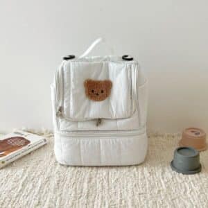 Charming Bear Head Icon White Baby Backpack