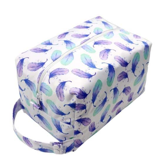 Charming Feather Print Pattern White Diaper Bag