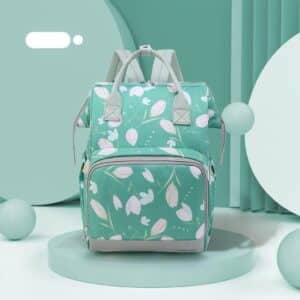 Charming Tulip Flower Design Green Diaper Backpack