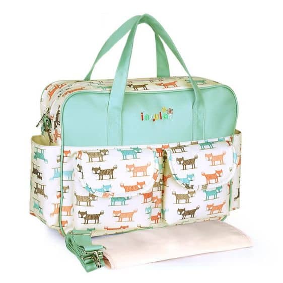 Cute Fox Animal Pattern Apple Green Changing Bag