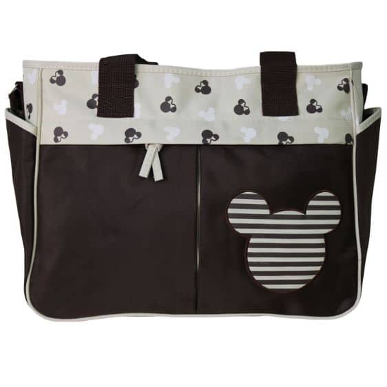 Cute Mickey Mouse Head Logo Black Gray Diaper Bag