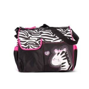 Cute Zebra Animal Pattern Black Pink Diaper Bag