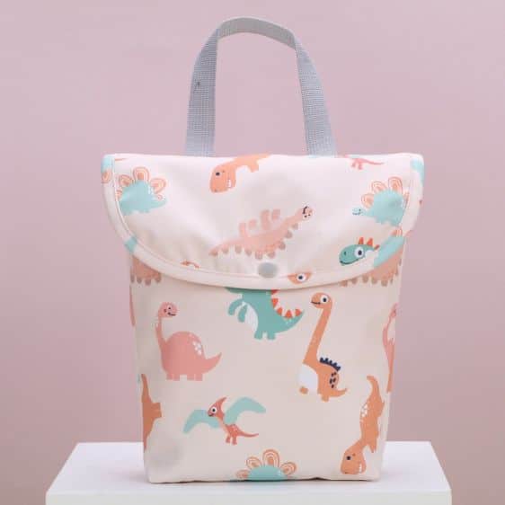 Kawaii Cartoon Dinosaur Pattern Light-Pink Baby Bag