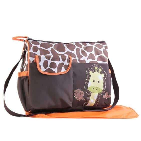 Kawaii Giraffe Pattern Brown Orange Nappy Bag