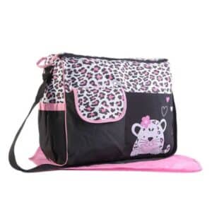 Kawaii Pink Cartoon Tiger Art Black Changing Bag
