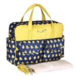 Kawaii Yellow Bird Pattern Art Blue Diaper Bag