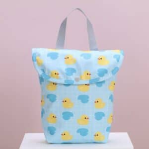 Kawaii Yellow Duck Pattern Light-Blue Diaper Bag