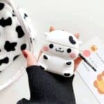 Adorable Cartoon Cow 3D White AirPods Case