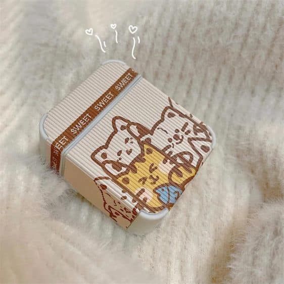 Adorable Cats Doodle Artwork Brown AirPods Cover