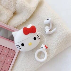 Adorable Hello Kitty Red Ribbon White AirPods Case