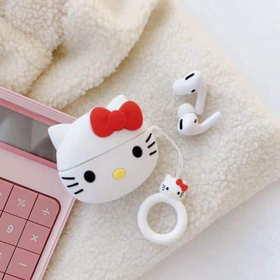 Adorable Hello Kitty Red Ribbon White AirPods Case
