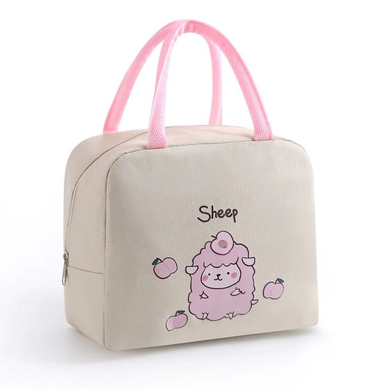 Charming Cartoon Sheep Candy Hue Beige Lunch Bag