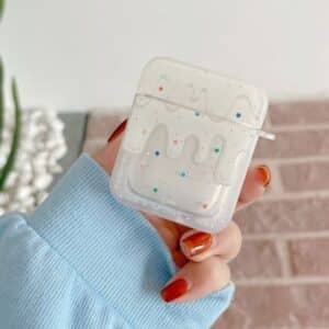 Charming Ice Cream Drip Design White AirPods Cover