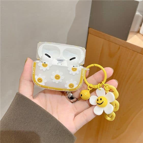 Charming Smiley Emoji Face Flower Lady AirPods Case