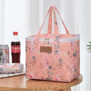 Charming Wild Flowers Pattern Pink Girly Lunch Bag