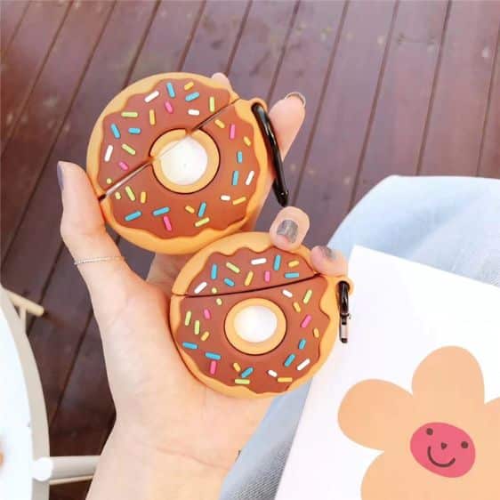 Cute Chocolate Donut 3D Design Brown AirPods Case