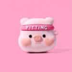 Cute Hearty Fitting Pig Head Pink AirPods Case