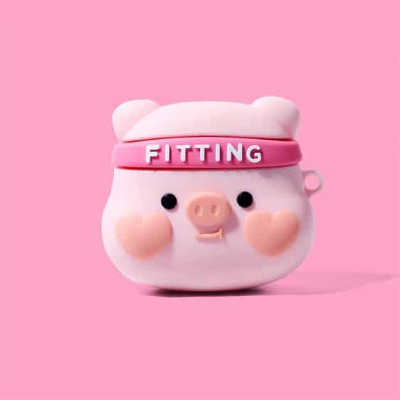 Cute Hearty Fitting Pig Head Pink AirPods Case