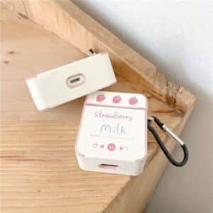 Cute Strawberry Milk Music Player White AirPods Case