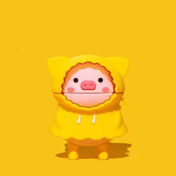 Kawaii Pig Wearing Yellow Cloak 3D AirPods Case