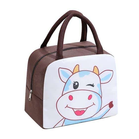 Adorable Cow Design Brown Insulated Lunch Pail