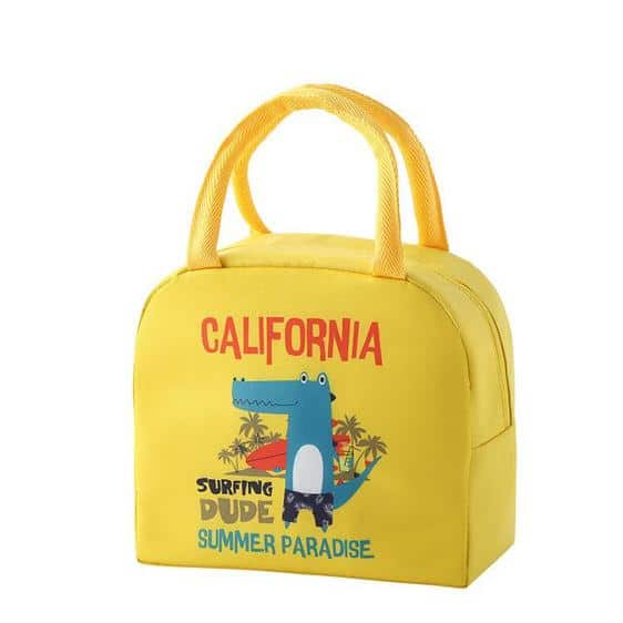 Adorable Crocodile Surfer Dude Yellow Lunch Tote