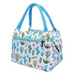 Charming Cactus Plant Pattern White Lunch Tote