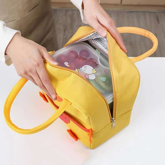 Charming Duck Vibrant Yellow Insulated Lunch Tote
