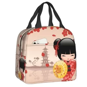 Cute Chinese Lady Light Pink Thermal Lunch Pail