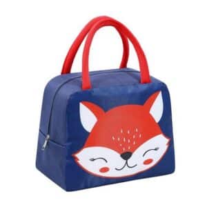 Cute Fox Image Blue Thermal Girly Lunch Tote