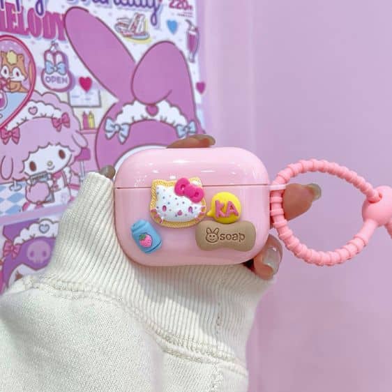 Cute Hello Kitty Soap & Strawberry Pink AirPods Case