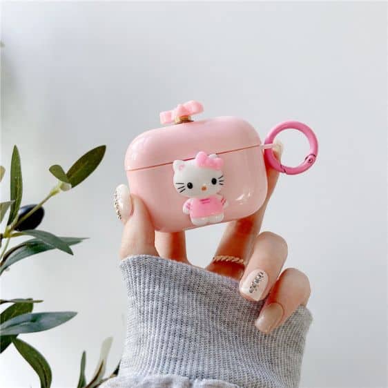 Cute Miniature Hello Kitty Pink AirPods Case